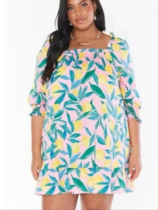 Show Me Your MuMu Dresses & Skirts - Show Me Your Mumu Delight Dress Plus Size - Pink Lemon Tart - Size 2X